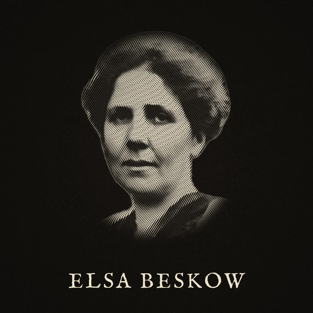 Porträtt av Elsa Beskow. Beskrivning finns under Om verket.