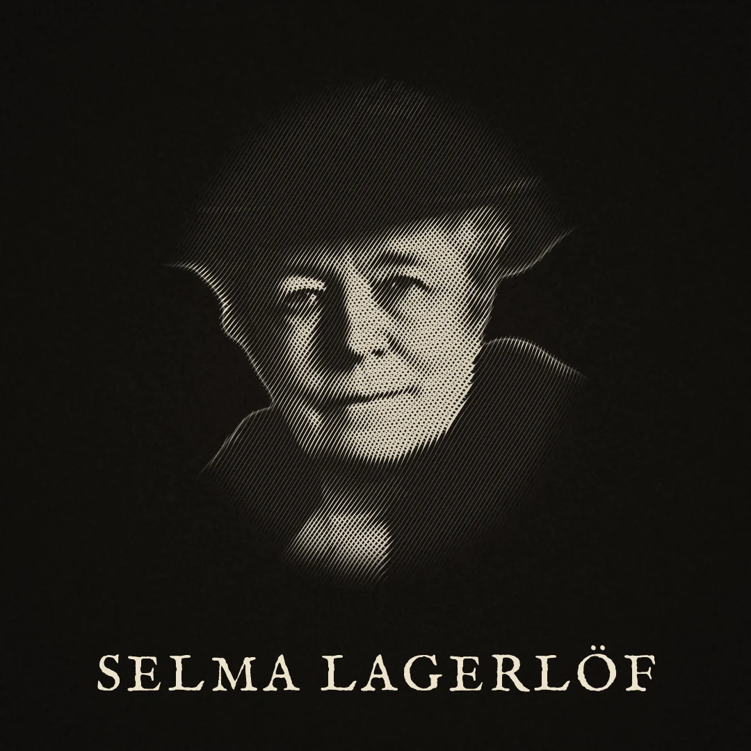 Porträtt av Selma Lagerlöf. Beskrivning finns under Om verket.